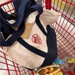 Trader Joe's Navy and Cream Tote Bag